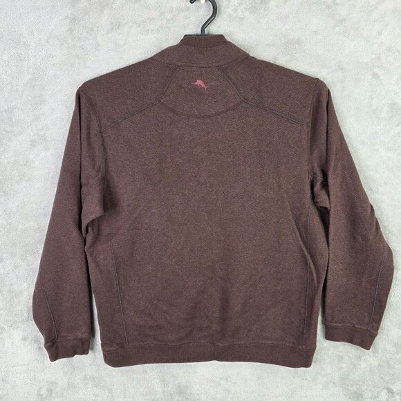 Mens Tommy Bahama Brown Red Reversible Pullover Sweater 1/4 Zip 100% Cotton L - Picture 9 of 10